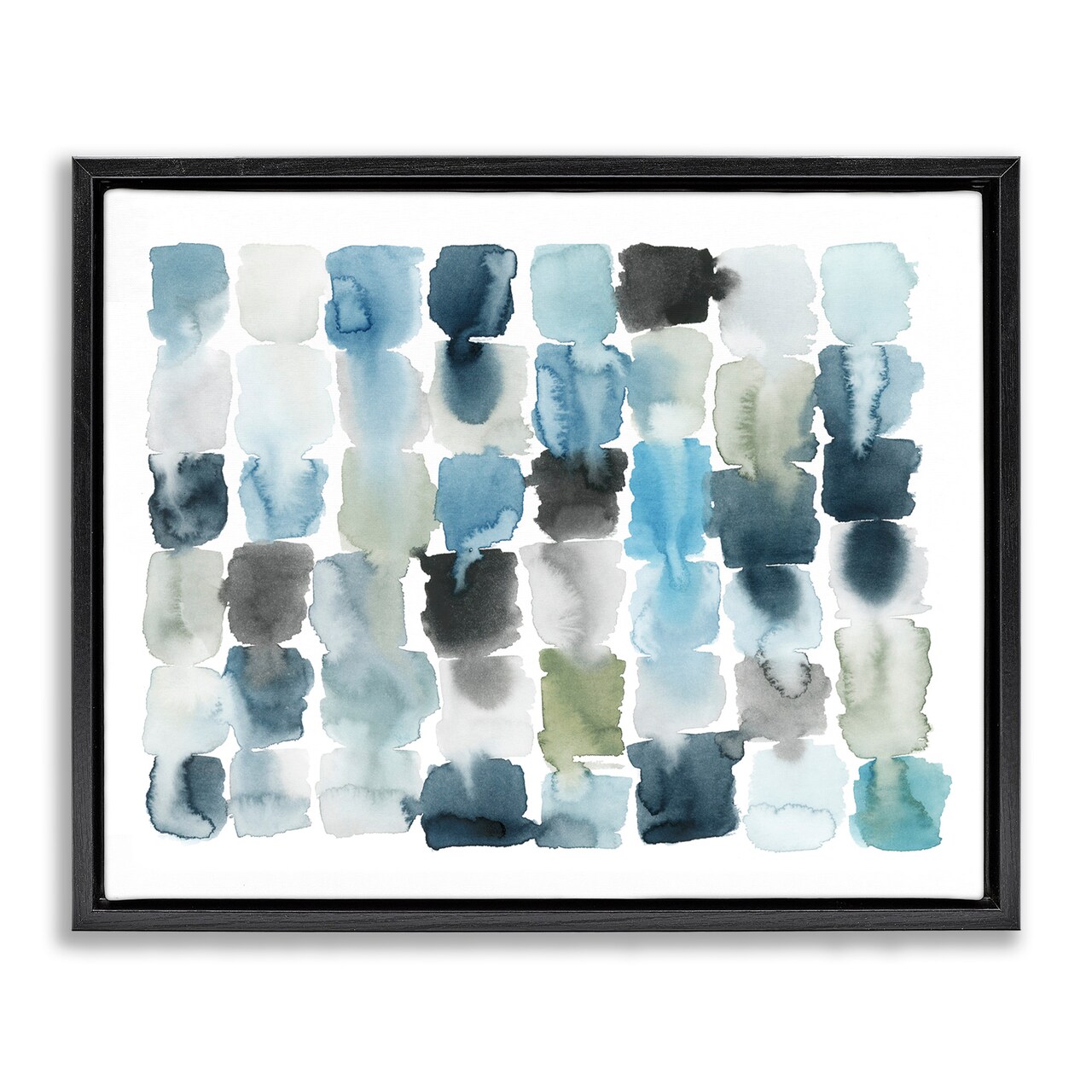 Stupell Industries Ocean Inspired Abstract Tiles Framed Floater Canvas Wall Art